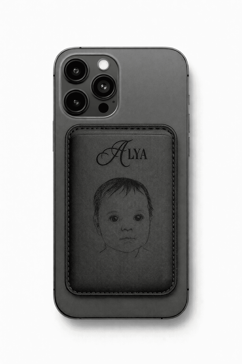 Porte-carte personnalisable – Anneau MagSafe inclus – Noir — visuel 2