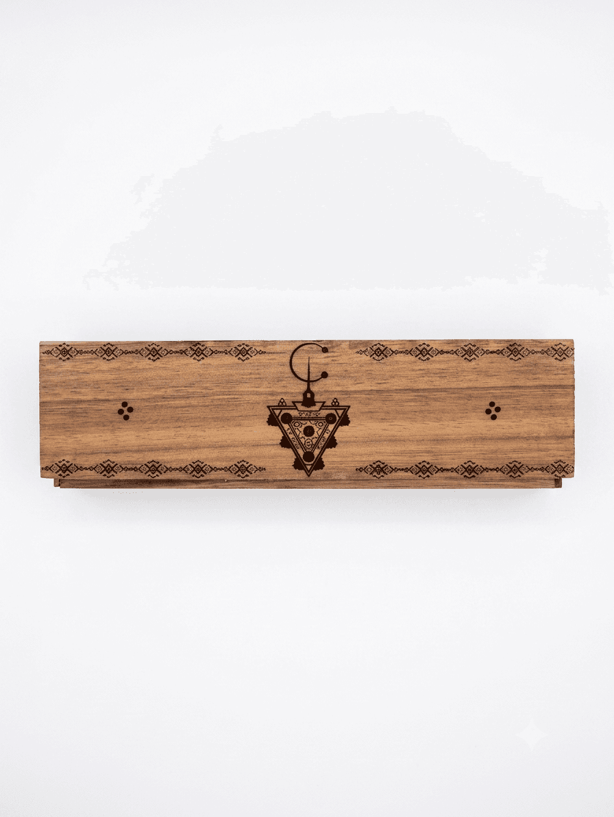 Boîte de Rangement en Acacia – Fibule Kabyle Gravée — visuel 1
