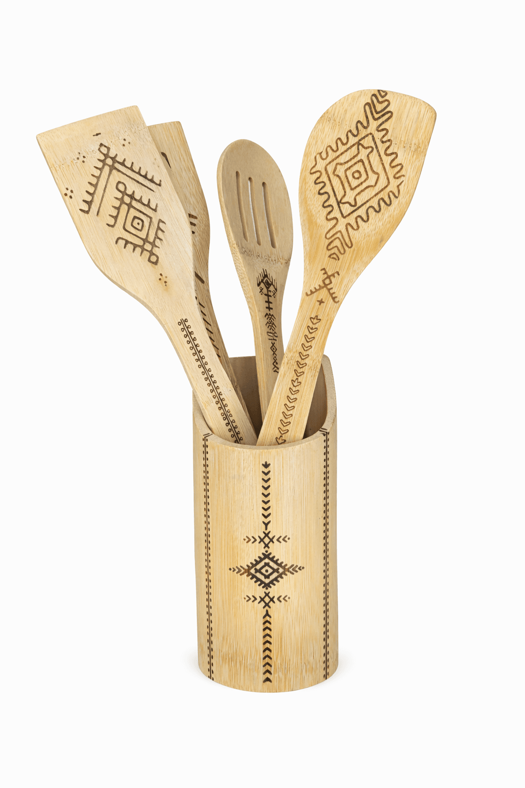 Set de Couverts & Ustensiles de Cuisine en Bambou – Ornements Amazighs — visuel 1