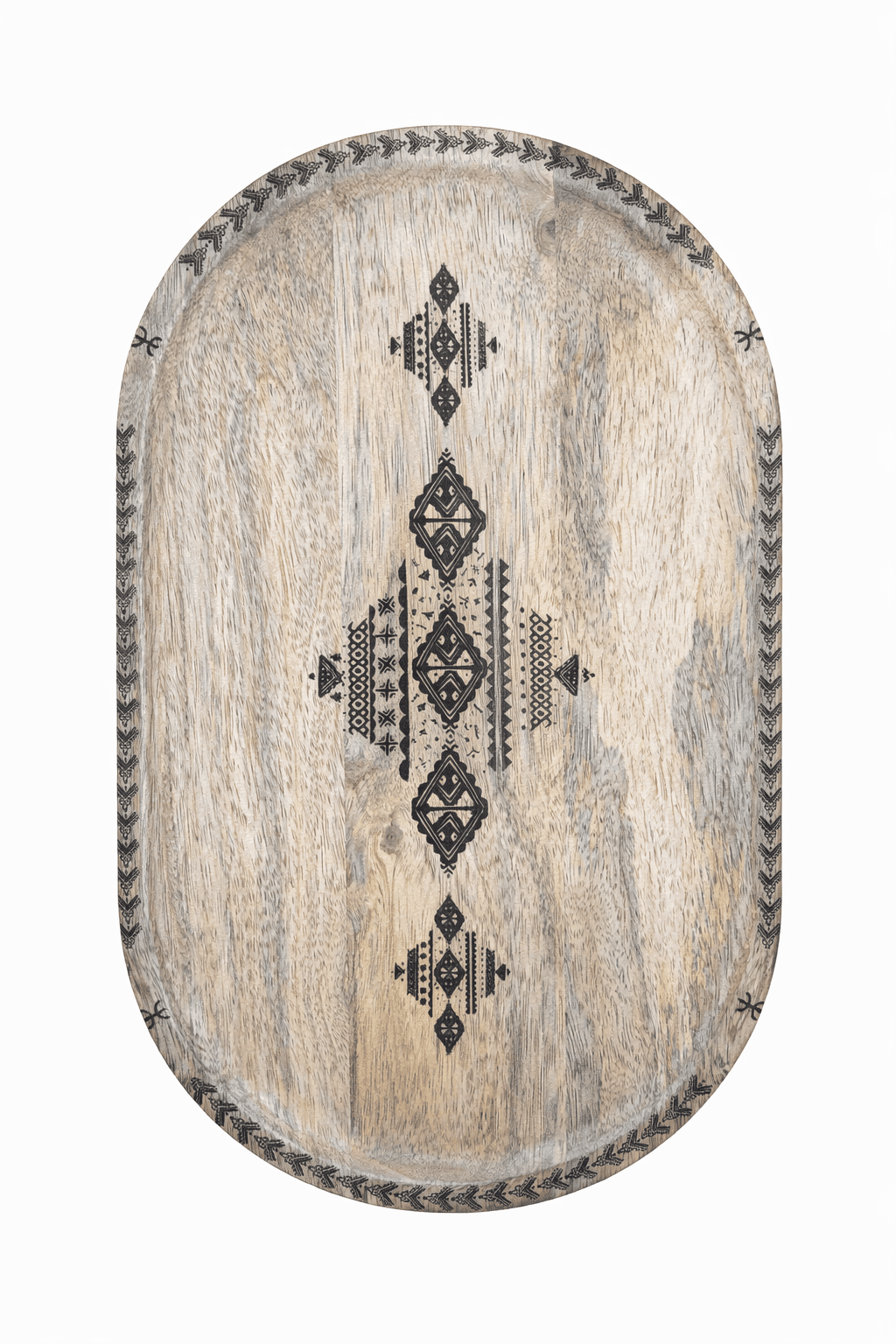 Plateau Décoratif en Bois de Manguier sur Pieds – Symboles Amazighs — visuel 2
