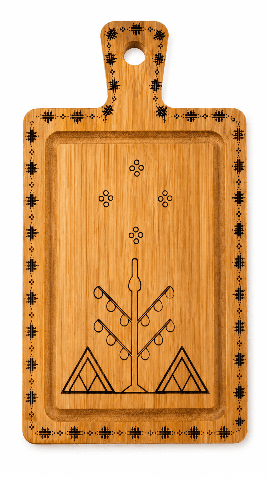 Mini Planche de Service en Bambou – Gravure Amazighe — visuel 1