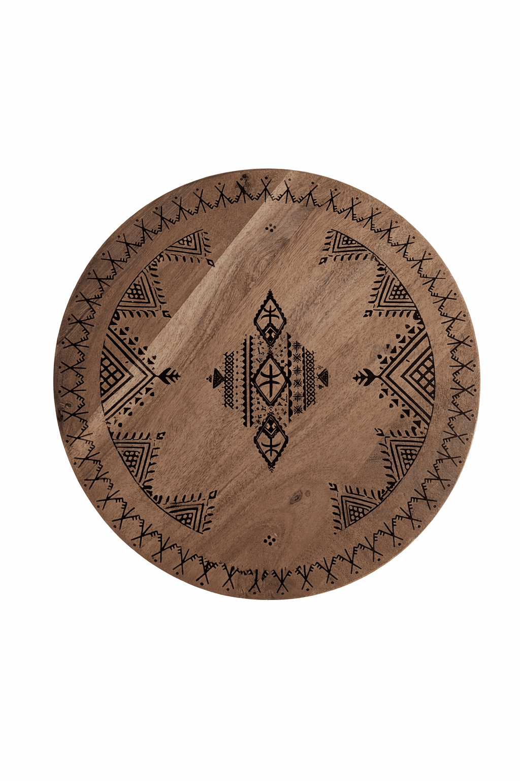 Plateau en Bois d’Acacia Rond – Symbole Amazigh — visuel 3