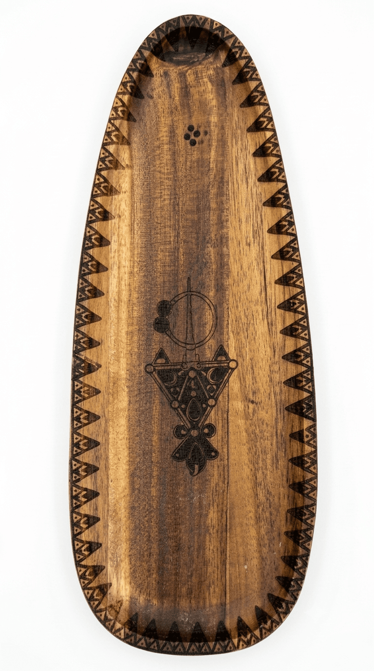 Vide-poche en Bois d'Acacia – Fibule Kabyle Gravée — visuel 1