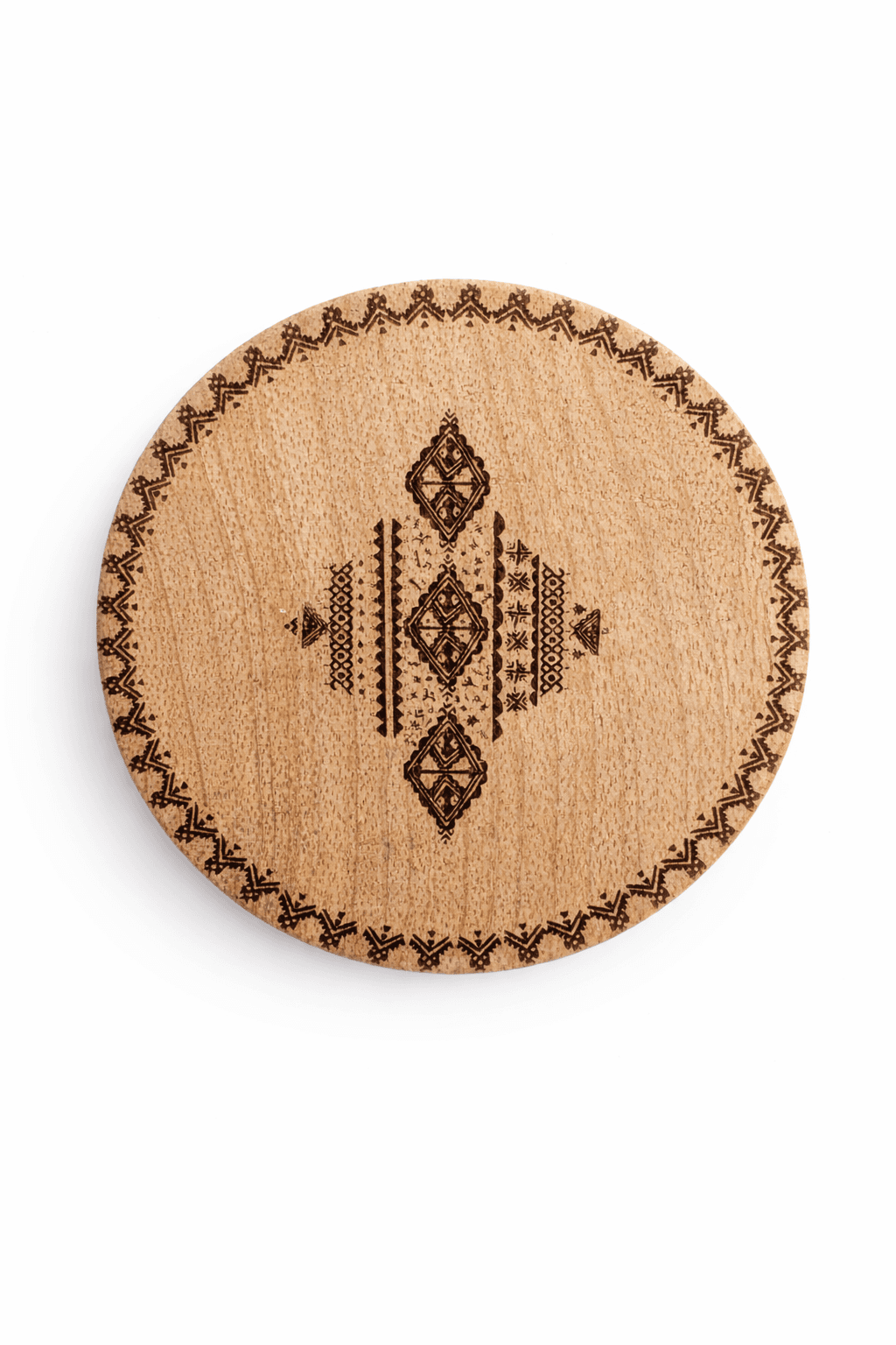 Lot de 4 Sous-Tasses en Bois Gravé – Symboles Amazighs au Choix — visuel 1