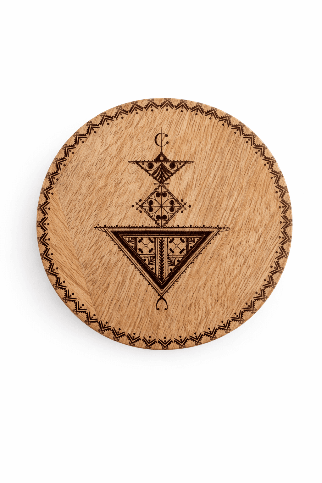 Lot de 4 Sous-Tasses en Bois Gravé – Symboles Amazighs au Choix — visuel 2