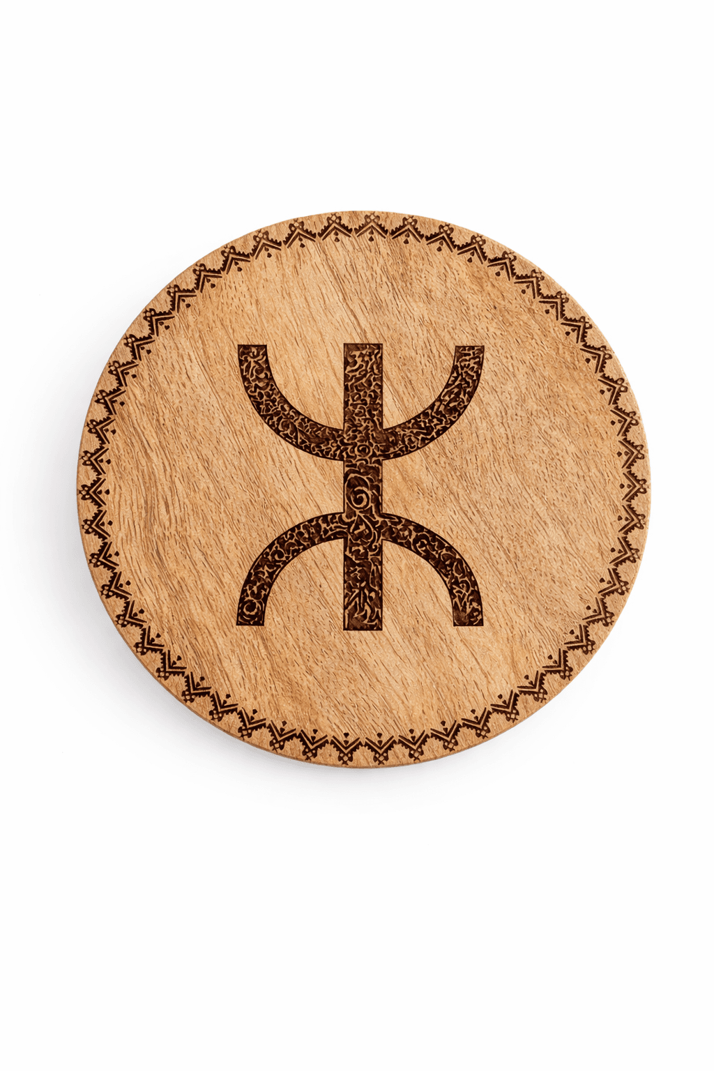 Lot de 4 Sous-Tasses en Bois Gravé – Symboles Amazighs au Choix — visuel 3