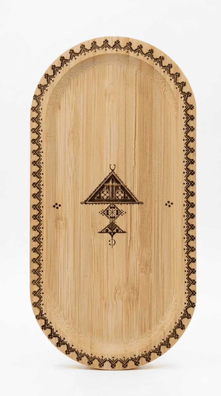 Petit Plateau en Bambou Gravé Main – Motifs Amazighs — visuel 2