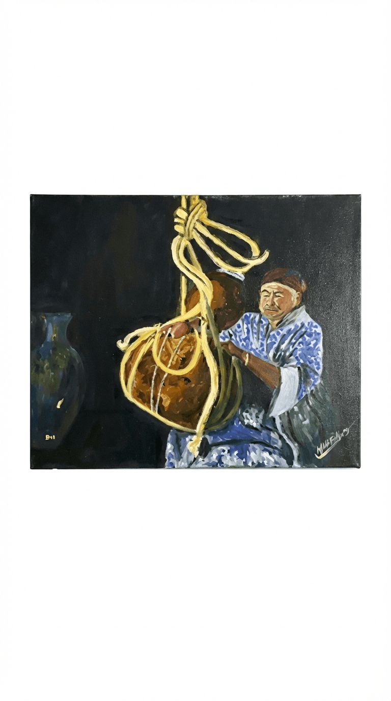 Tableau Peint à la Main – Grand-mère et Taqruct — visuel 1